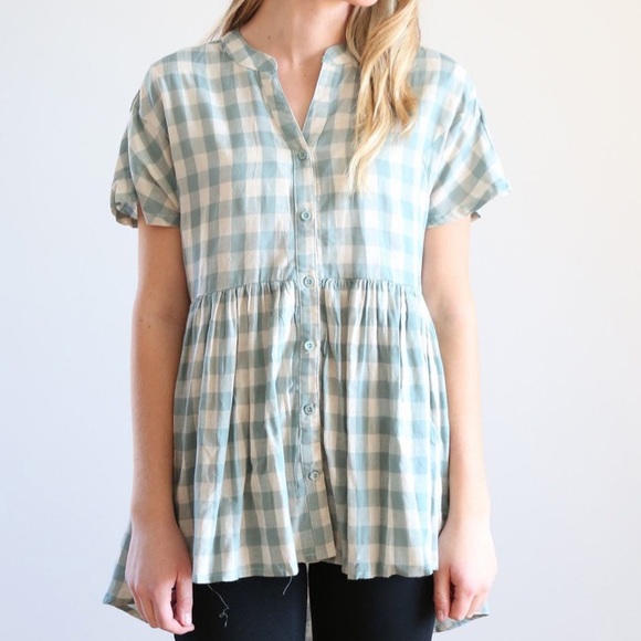 Piper and Scoot gingham babydoll shirt! - Picture 2 of 3